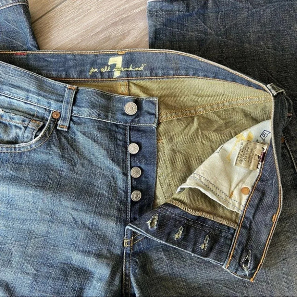 7 For All Mankind Relaxed Fit Straight Leg Button Fly Jeans - Picture 8 of 16